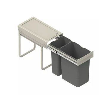 Відро для сміття REJS JC603 KB=300 NL=450 H=330 низьке подвійне (1x7L/1x15L) пластик сіре WE14.1560.05.549 фото