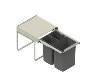Відро для сміття REJS JC601 KB=400 NL=450 H=440 низьке подвійне (2x9L/1x20L) пластик сіре WE14.1557.05.549 фото
