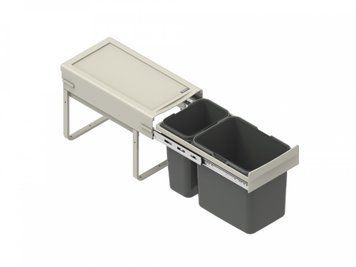 Відро для сміття REJS JC603 KB=300 NL=450 H=440 низьке подвійне (1x9L/1x20L) пластик сіре WE14.1561.05.549 фото
