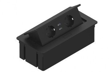 Блок розеток REJS ELEKTRIMA KWADRO на 2 гнізда schuko, 2xUSB 2,1A 5V колір чорний TR19.0004.08.061 фото